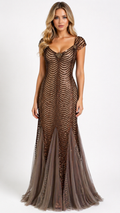 Elegant bronze beaded gown