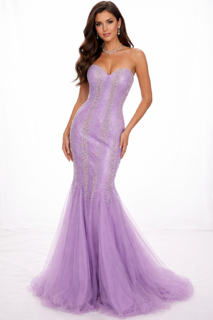 Lavender strapless mermaid gown