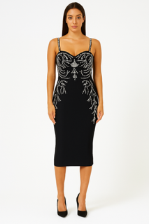 Black embellished bodycon dress