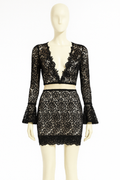 Black lace two-piece dress set