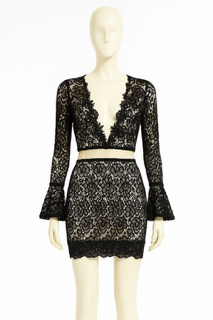 Black lace two-piece dress set