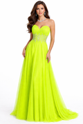 Neon green strapless gown