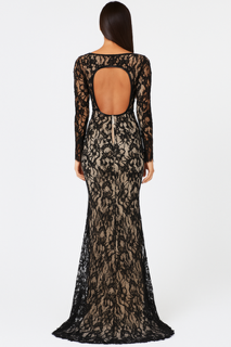 Black lace long-sleeved mermaid gown