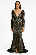 Black lace long-sleeved mermaid gown