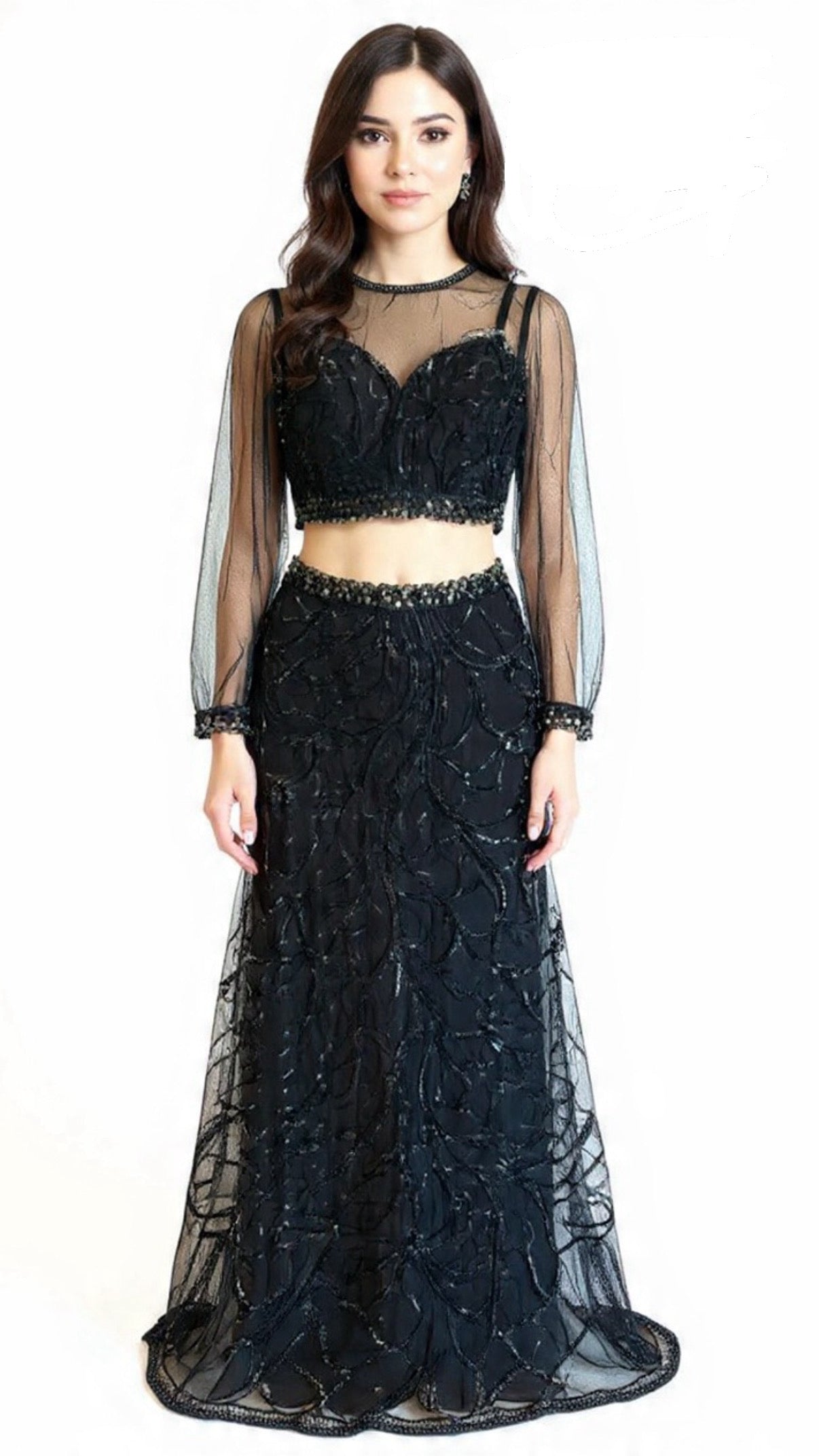 Elegant black two-piece gown