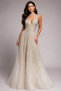 Sparkling white halter gown