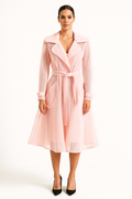 Soft pink sheer belted coat