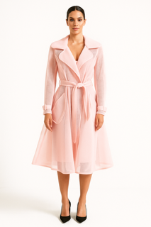 Soft pink sheer belted coat