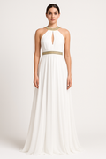 White halter maxi dress
