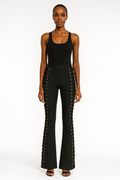 High-waisted black flared pants